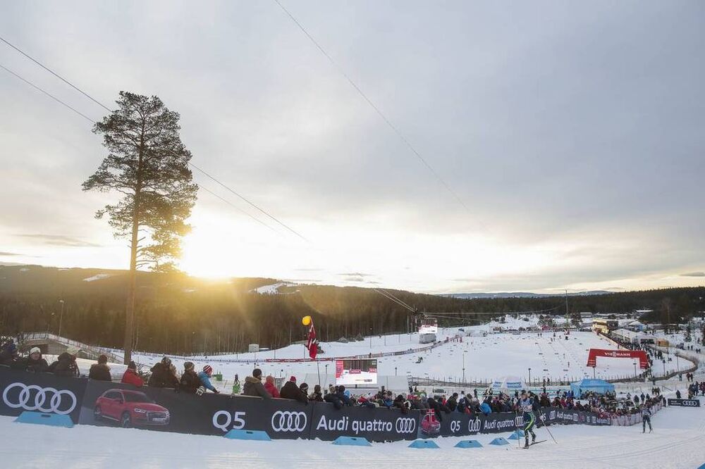 04.12.2016, Lillehammer, Norway (NOR): View of the stadium during sunset  - FIS world cup cross-country, pursuit women, Lillehammer (NOR). www.nordicfocus.com. © Modica/NordicFocus. Every downloaded picture is fee-liable.
