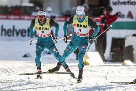 NordicFocus 11.12.2016, Davos, Switzerland (SUI):Richard Jouve (FRA), Lucas Chanavat (FRA), (l-r) - FIS world cup cross-country, individual sprint, Davos (SUI). www.nordicfocus.com. © Modica/NordicFocus. Every downloaded picture is fee-liable.