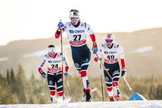 NordicFocus 03.12.2017, Lillehammer, Norway (NOR):Maiken Caspersen Falla (NOR), Silje Oeyre Slind (NOR), Anne Kjersti Kalvaa (NOR), (l-r) - FIS world cup cross-country, skiathlon women, Lillehammer (NOR). www.nordicfocus.com. © Modica/NordicFocus. Every downloaded