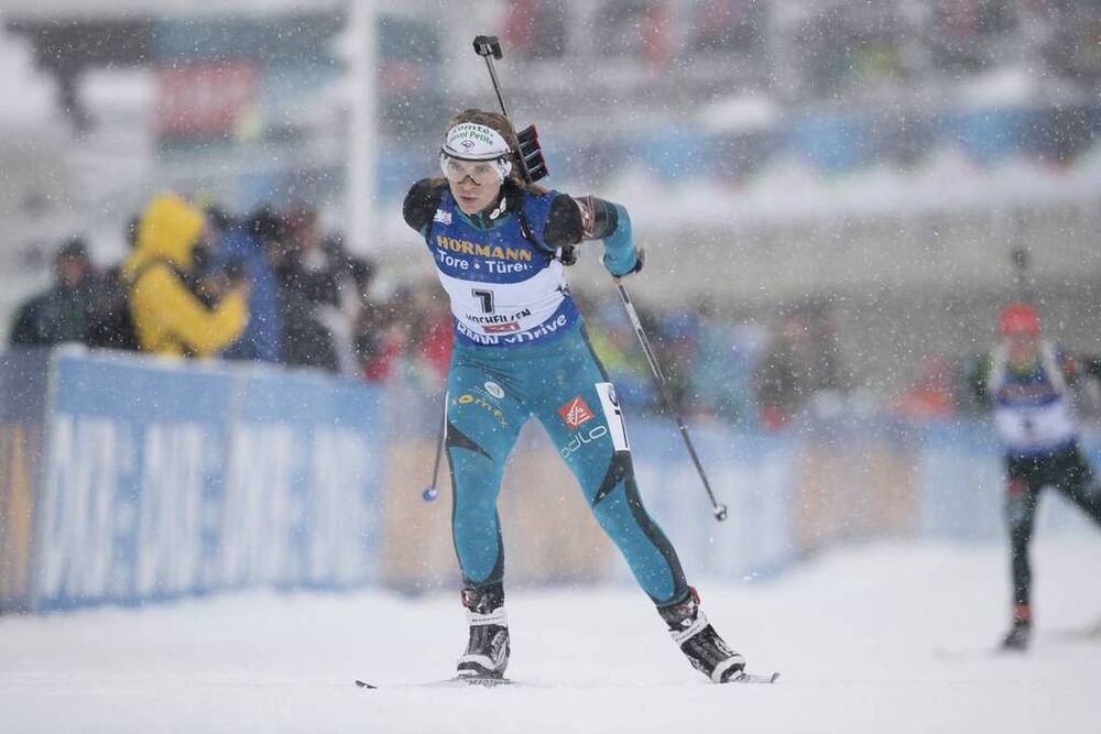 09.12.2017, Hochfilzen, Austria (AUT):Anais Bescond (FRA) -  IBU world cup biathlon, pursuit women, Hochfilzen (AUT). www.nordicfocus.com. © Manzoni/NordicFocus. Every downloaded picture is fee-liable.