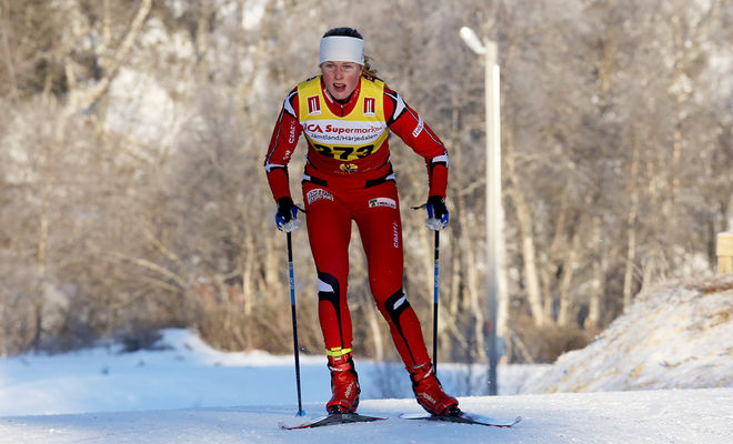 HANNA ABRAHAMSSON från Eksjö gjorde ett fint lopp och vann D17-18 över 5 km klassisk stil vid Scandic cup i Boden. Foto/rights: KJELL-ERIK KRISTIANSEN/KEK-stock