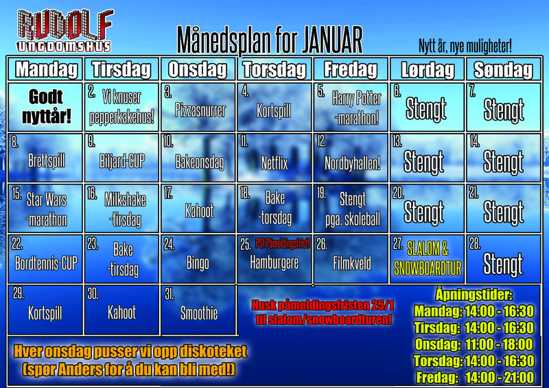 Månedsplan januar 2018 Rudolf