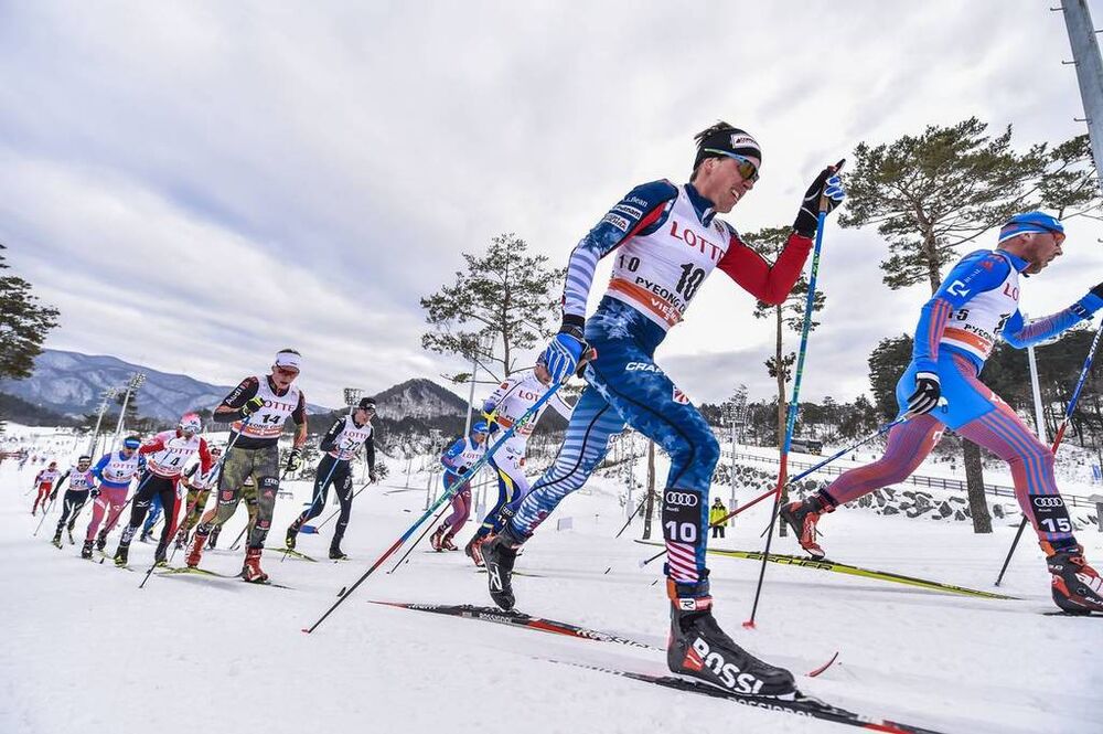 04.02.2017, Pyeong Chang, Korea (KOR):Scott Patterson (USA), Thomas Wick (GER) - FIS world cup cross-country, skiathlon women, Pyeong Chang (KOR). www.nordicfocus.com. © Thibaut/NordicFocus. Every downloaded picture is fee-liable.