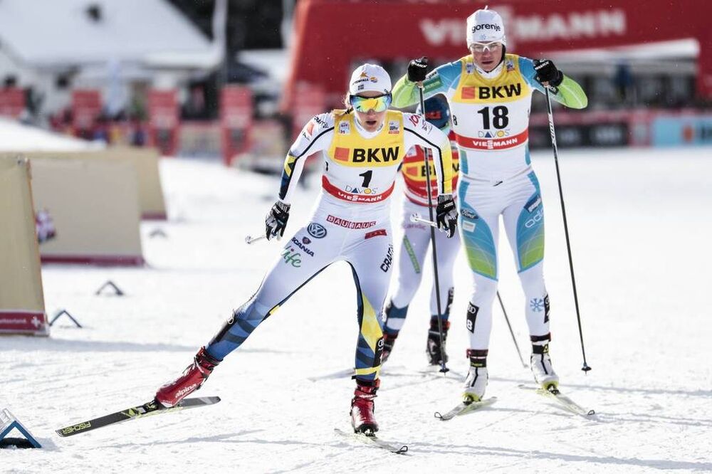 09.12.2017, Davos, Switzerland (SUI):Stina Nilsson (SWE), Katja Visnar (SLO), (l-r)  - FIS world cup cross-country, individual sprint, Davos (SUI). www.nordicfocus.com. © Modica/NordicFocus. Every downloaded picture is fee-liable.