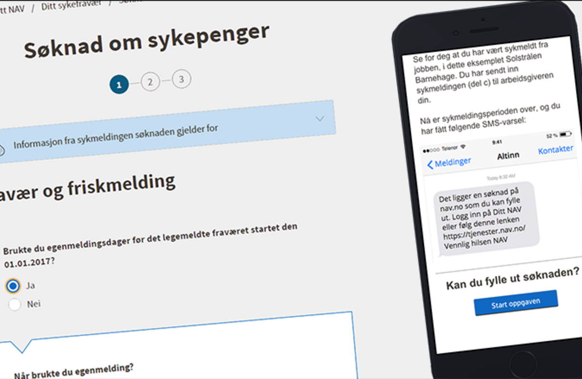 Hele prosessen, fra man oppsøker fastlegen til pengene er utbetalt, kan nå skje digitalt. Illustrasjonsbilde: Infotjenester Hele prosessen, fra man oppsøker fastlegen til pengene er utbetalt, kan nå skje digitalt. Illustrasjonsbilde: Infotjenester