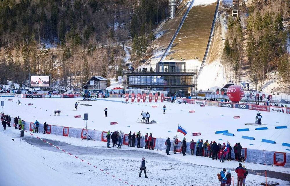 16.01.2016, Planica, Slovenia (SLO): Planica ski stadium with jumping hills in the background  - FIS world cup cross-country, individual sprint, Planica (SLO). www.nordicfocus.com. © Felgenhauer/NordicFocus. Every downloaded picture is fee-liable.