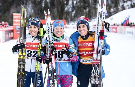 NordicFocus 21.01.2018, Planica, Slovenia (SLO):Charlotte Kalla (SWE), Krista Parmakoski (FIN), Heidi Weng (NOR) - FIS world cup cross-country, 10km women, Planica (SLO). www.nordicfocus.com. © Modica/NordicFocus. Every downloaded picture is fee-liable.