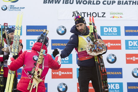 NordicFocus 21.01.2018, Antholz, Italy (ITA):Johannes Thingnes Boe (NOR), Martin Fourcade (FRA), (l-r) - IBU world cup biathlon, mass men, Antholz (ITA). www.nordicfocus.com. © Manzoni/NordicFocus. Every downloaded picture is fee-liable.