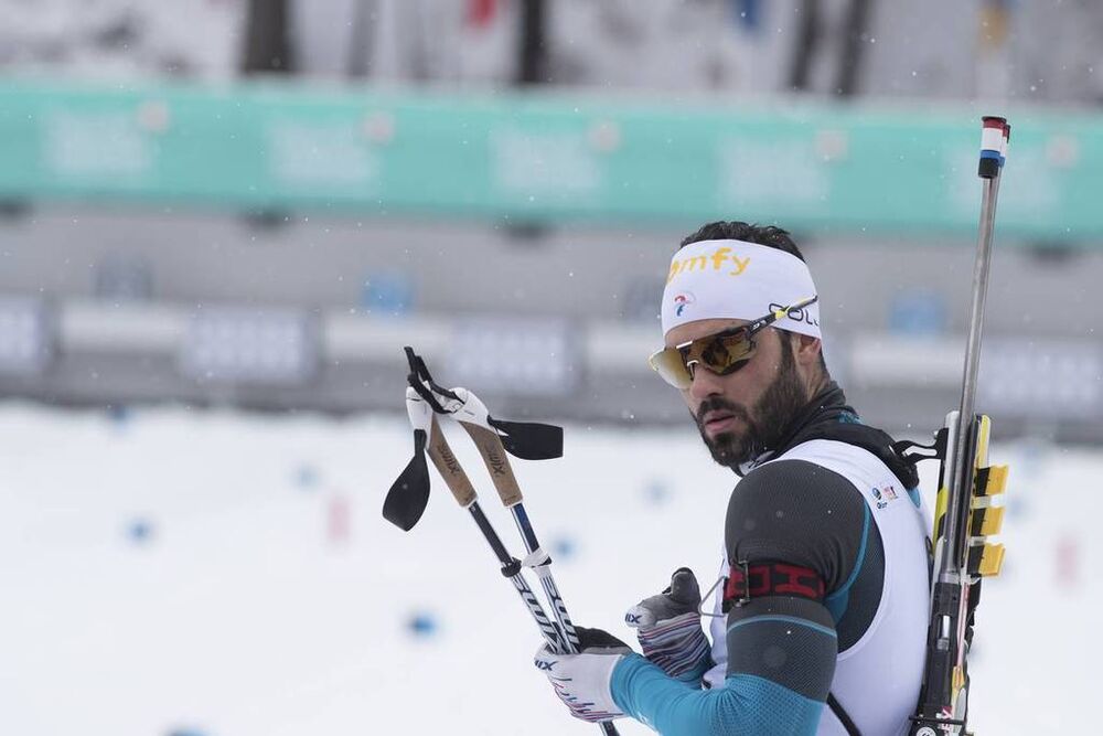 15.12.2017, Annecy-Le Grand Bornand, France (FRA):Simon Fourcade (FRA) -  IBU world cup biathlon, sprint men, Annecy-Le Grand Bornand (FRA). www.nordicfocus.com. © Manzoni/NordicFocus. Every downloaded picture is fee-liable.