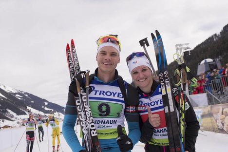 NordicFocus 28.01.2018, Ridnaun, Italy (ITA):Emilien Jacquelin (FRA), Julia Simon (FRA), (l-r) - IBU Open European championships biathlon, single mixed relay, Ridnaun (ITA). www.nordicfocus.com. © Manzoni/NordicFocus. Every downloaded picture is fee-liable.