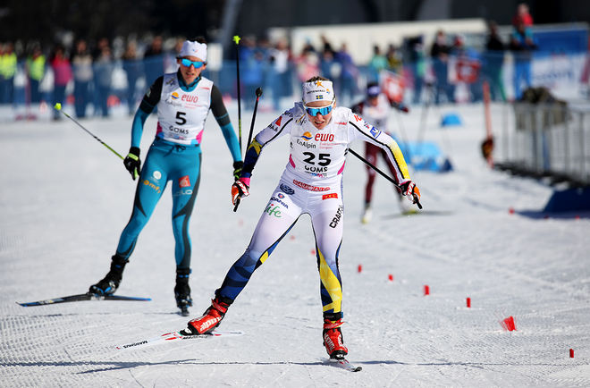LISA VINSA gjorde en fin avslutning på skiathlon och blev 11:a på U23-VM i skiathlon. Hon var helt framme i täten i starten, men tappade lite på slutet av den klassiska delen. Foto/rights: KJELL-ERIK KRISTIANSEN/KEK-stock