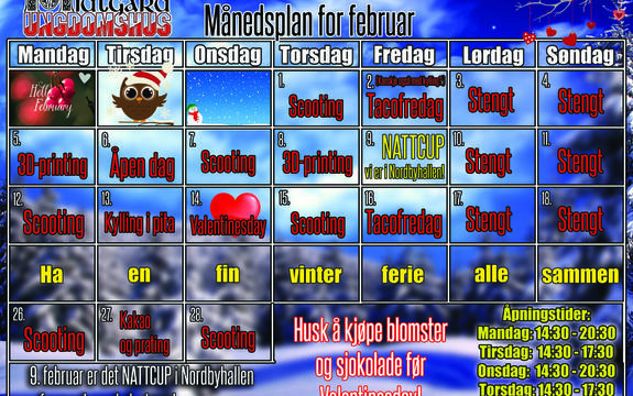 Måndsplan 2018 Februar MIDTGARD plakat