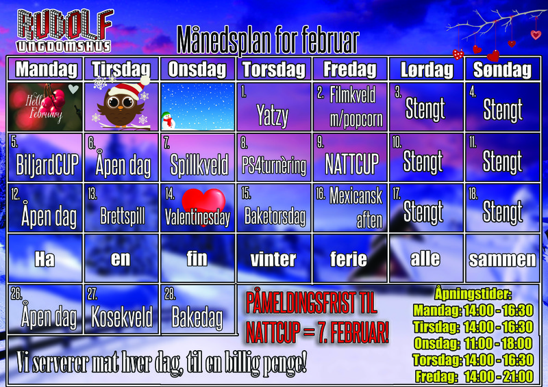 Måndsplan 2018 februar RUDOLF plakat