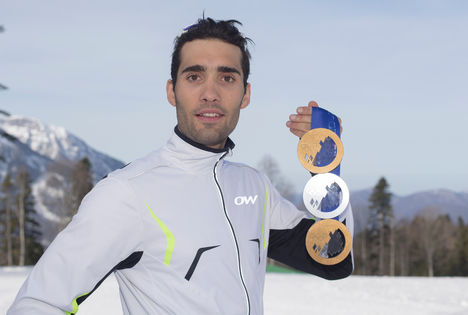 NordicFocus 23.02.2014, Sochi, Russia (RUS): Martin Fourcade (FRA)- XXII. Olympic Winter Games Sochi 2014, biathlon, medals, Sochi (RUS). www.nordicfocus.com. © NordicFocus. Every downloaded picture is fee-liable.