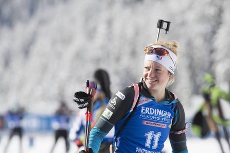 NordicFocus 18.01.2018, Antholz, Italy (ITA):Marie Dorin Habert (FRA) - IBU world cup biathlon, sprint women, Antholz (ITA). www.nordicfocus.com. © Manzoni/NordicFocus. Every downloaded picture is fee-liable.