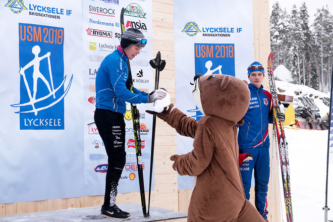 GUSTAV HEDSTRÖM, Östersunds SK var en av två åkare som vann båda dom individuella tävlingarna på årets USM i Lycksele. Foto: ARRANGÖREN