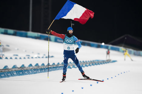 NordicFocus 12.02.2018, Pyeongchang, Korea (KOR):Martin Fourcade (FRA) - XXIII. Olympic Winter Games Pyeongchang 2018, biathlon, pursuit men, Pyeongchang (KOR). www.nordicfocus.com. © Manzoni/NordicFocus. Every downloaded picture is fee-liable.