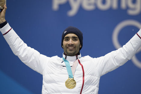 NordicFocus 13.02.2018, Pyeongchang, Korea (KOR):Martin Fourcade (FRA) - XXIII. Olympic Winter Games Pyeongchang 2018, biathlon, medals, Pyeongchang (KOR). www.nordicfocus.com. © Manzoni/NordicFocus. Every downloaded picture is fee-liable.