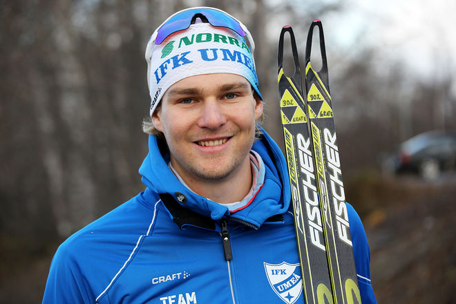 MARCUS GRATE, IFK Umeå är en snabb åkare, det bevisade han genom att vinna 100-meterstävlingen Idresprinten. Foto/rights: KJELL-ERIK KRISTIANSEN/KEK-stock