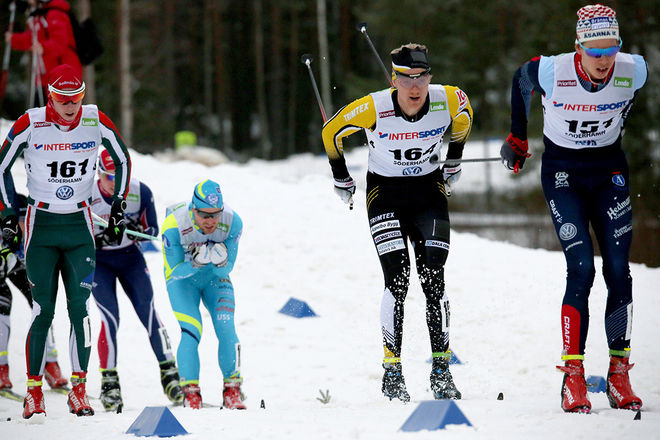 JENS ERIKSSON, Dala-Floda (i gult och svart med nummer 164) vann enkelt i Skinnarloppet i Malung. Foto/rights: MARCELA HAVLOVA/KEK-stock