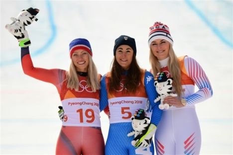 Podium descente dames JO
