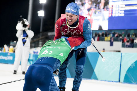 NordicFocus 21.02.2018, Pyeongchang, Korea (KOR):Richard Jouve (FRA), Maurice Manificat (FRA), (l-r) - XXIII. Olympic Winter Games Pyeongchang 2018, cross-country, team sprint, Pyeongchang (KOR). www.nordicfocus.com. © Modica/NordicFocus. Every downloaded picture