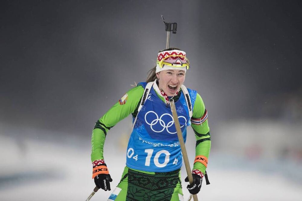 22.02.2018, Pyeongchang, Korea (KOR):Darya Domracheva (BLR) - XXIII. Olympic Winter Games Pyeongchang 2018, biathlon, relay women, Pyeongchang (KOR). www.nordicfocus.com. © Manzoni/NordicFocus. Every downloaded picture is fee-liable.