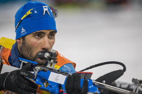 NordicFocus 23.02.2018, Pyeongchang, Korea (KOR):Martin Fourcade (FRA) - XXIII. Olympic Winter Games Pyeongchang 2018, biathlon, relay men, Pyeongchang (KOR). www.nordicfocus.com. © Thibaut/NordicFocus. Every downloaded picture is fee-liable.