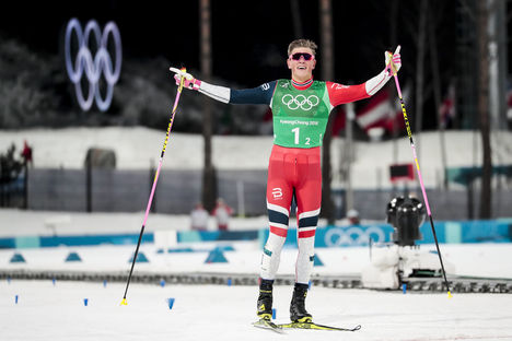 NordicFocus 21.02.2018, Pyeongchang, Korea (KOR):Johannes Hoesflot Klaebo (NOR) - XXIII. Olympic Winter Games Pyeongchang 2018, cross-country, team sprint, Pyeongchang (KOR). www.nordicfocus.com. © Modica/NordicFocus. Every downloaded picture is fee-liable.