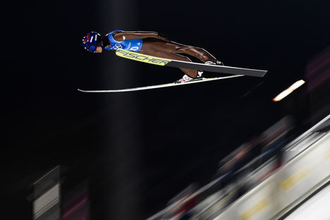 NordicFocus 19.02.2018, Pyeongchang, Korea (KOR):Kamil Stoch (POL) - XXIII. Olympic Winter Games Pyeongchang 2018, ski jumping, team HS140, Pyeongchang (KOR). www.nordicfocus.com. © Thibaut/NordicFocus. Every downloaded picture is fee-liable.