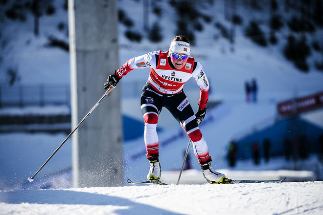 MAIKEN CASPERSEN FALLA tog sin tredje raka seger i Lahtis och ökade försprånget i sprintvärldscupen från 8 till 28 poäng till tvåan Stina Nilsson. Foto: NORDIC FOCUS