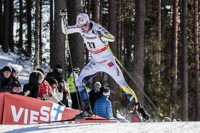 KARL-JOHAN WESTBERG var bäste svensk på en 8:e plats i världscupsprinten i Lahtis under lördagen. Foto: NORDIC FOCUS