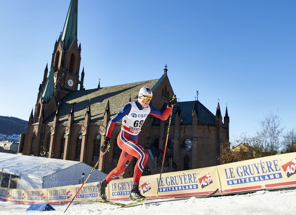 03.02.2016, Drammen, Norway (NOR):Johannes Hoesflot Klaebo (NOR) - FIS world cup cross-country, individual sprint, Drammen (NOR). www.nordicfocus.com. © Felgenhauer/NordicFocus. Every downloaded picture is fee-liable.
