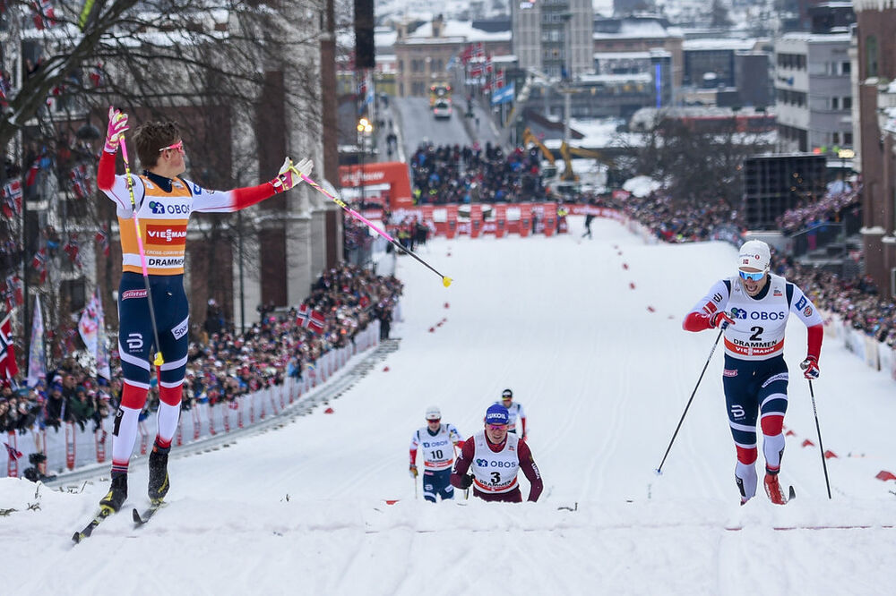 07.03.2018, Drammen, Norway (NOR):Johannes Hoesflot Klaebo (NOR) - FIS world cup cross-country, individual sprint, Drammen (NOR). www.nordicfocus.com. © Thibaut/NordicFocus. Every downloaded picture is fee-liable.
