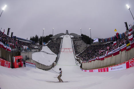 NordicFocus 12.03.2017, Oslo, Norway (NOR):Event Feature: Undefined Jumper in the outrun of the Holmenkollen Bakken - FIS world cup ski jumping, individual HS134, Oslo (NOR). www.nordicfocus.com. © NordicFocus. Every downloaded picture is fee-liable.
