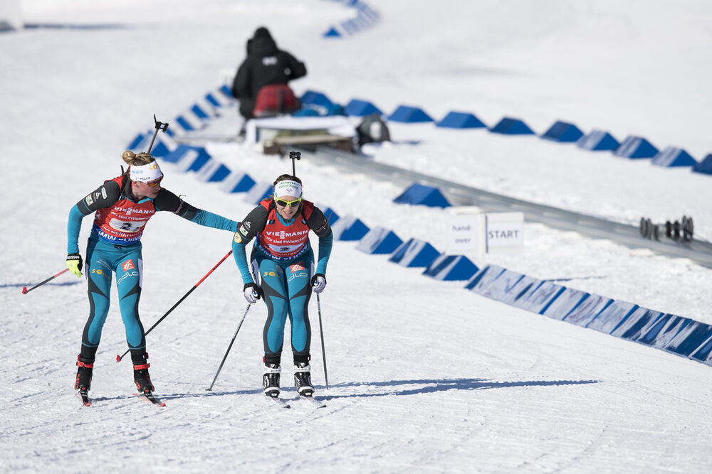 17.03.2018, Oslo, Norway (NOR):HABERT Dorin Habert (FRA), Anais Bescond (FRA), (l-r) - IBU world cup biathlon, relay women, Oslo (NOR). www.nordicfocus.com. © Manzoni/NordicFocus. Every downloaded picture is fee-liable.