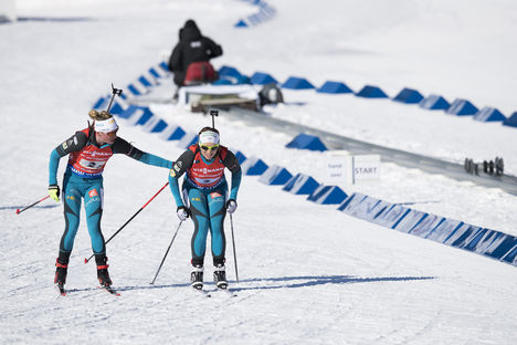 NordicFocus 17.03.2018, Oslo, Norway (NOR):HABERT Dorin Habert (FRA), Anais Bescond (FRA), (l-r) - IBU world cup biathlon, relay women, Oslo (NOR). www.nordicfocus.com. © Manzoni/NordicFocus. Every downloaded picture is fee-liable.