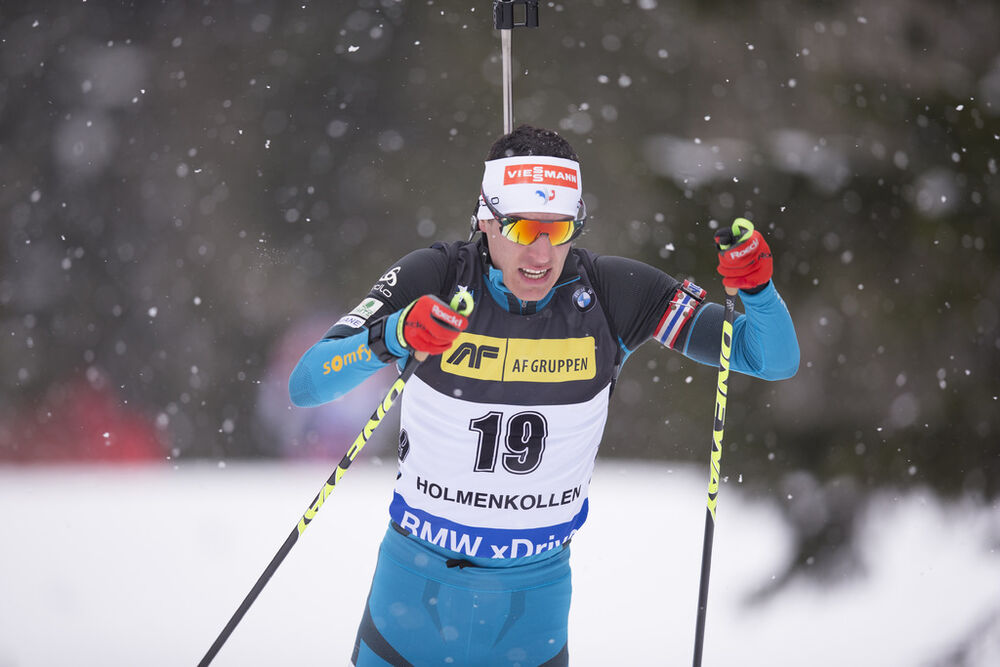 15.03.2018, Oslo, Norway (NOR):Quentin Fillon Maillet (FRA) - IBU world cup biathlon, sprint men, Oslo (NOR). www.nordicfocus.com. © Manzoni/NordicFocus. Every downloaded picture is fee-liable.