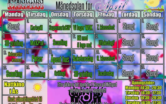 Månedsplan april Midtgard 2018