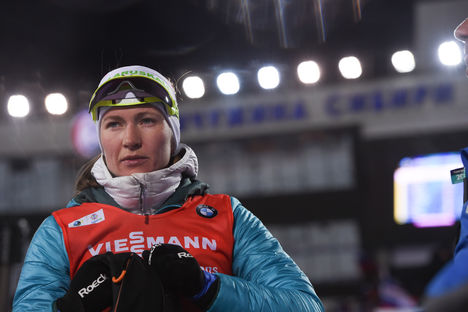 NordicFocus 24.03.2018, Tyumen, Russia (RUS):Darya Domracheva (BLR) - IBU world cup biathlon, pursuit women, Tyumen (RUS). www.nordicfocus.com. © Tumashov/NordicFocus. Every downloaded picture is fee-liable.