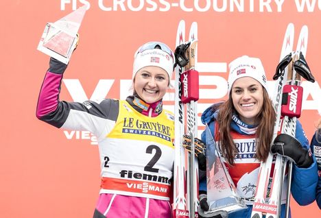 NordicFocus 07.01.2018, Val di Fiemme, Italy (ITA):Heidi Weng (NOR), Ingvild Flugstad Oestberg (NOR), Jessica Diggins (USA), (l-r) - FIS world cup cross-country, tour de ski, final climb women, Val di Fiemme (ITA). www.nordicfocus.com. © Modica/NordicFocus. Every d