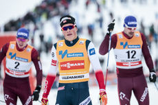 NordicFocus 02.12.2017, Lillehammer, Norway (NOR):Johannes Hoesflot Klaebo (NOR), Alexander Bolshunov (RUS), Sergey Ustiugov (RUS), (l-r) - FIS world cup cross-country, individual sprint, Lillehammer (NOR). www.nordicfocus.com. © Modica/NordicFocus. Every download
