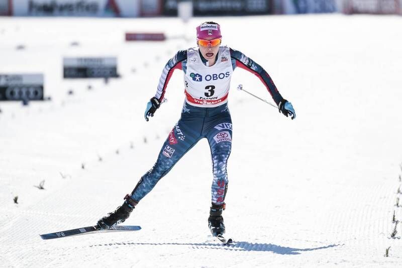 18.03.2018, Falun Sweden (SWE):Jessica Diggins (USA) - FIS world cup cross-country, pursuit women, Falun (SWE). www.nordicfocus.com. © Modica/NordicFocus. Every downloaded picture is fee-liable.