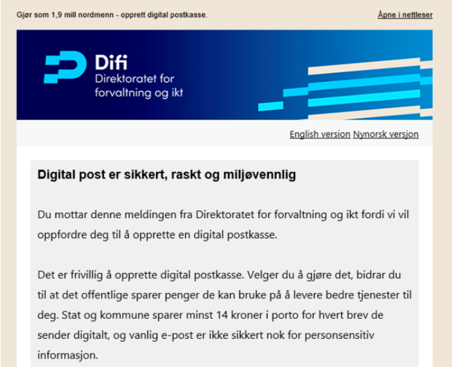 Digital postkasse - kampanje fra Difi.