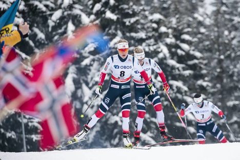 NordicFocus 11.03.2018, Oslo, Norway (NOR):Ragnhild Haga (NOR), Astrid Uhrenholdt Jacobsen (NOR), (l-r) - FIS world cup cross-country, mass women, Oslo (NOR). www.nordicfocus.com. © Modica/NordicFocus. Every downloaded picture is fee-liable.
