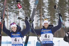 NordicFocus 10.03.2018, Kontiolahti, Finland (FIN):Anais Chevalier (FRA), Antonin Guigonnat (FRA), (l-r) - IBU world cup biathlon, single mixed relay, Kontiolahti (FIN). www.nordicfocus.com. © Manzoni/NordicFocus. Every downloaded picture is fee-liable.