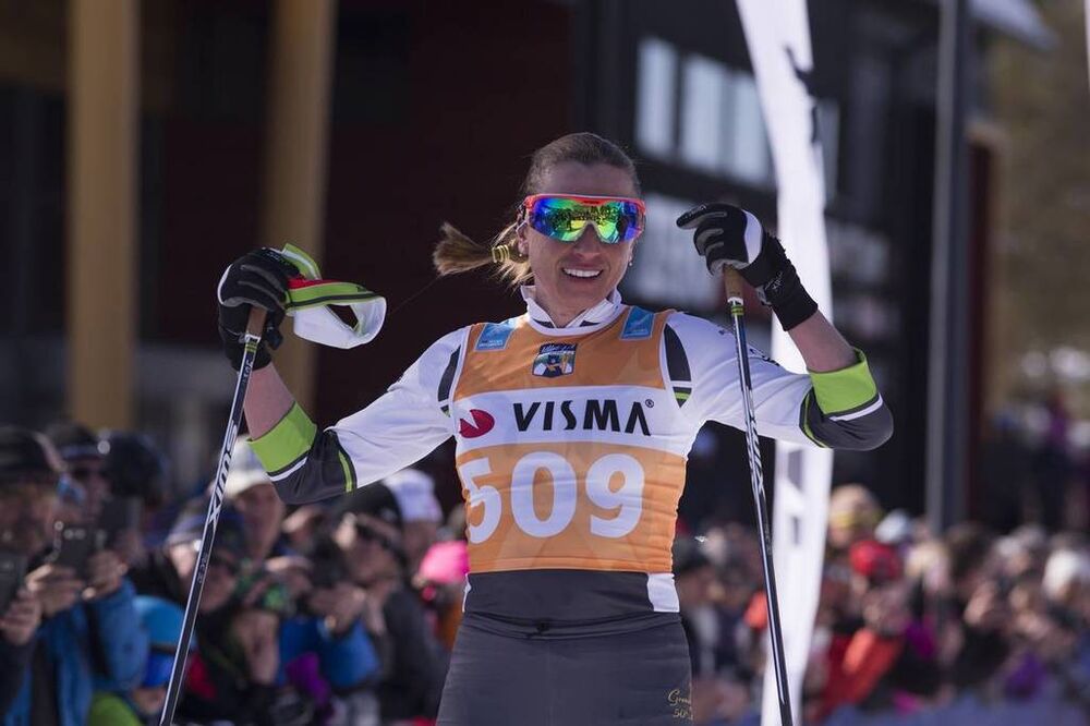 14.04.2018, Levi, Finland (FIN):Justyna Kowalczyk (POL) - Visma Ski Classics Yllaes-Levi, Levi (FIN). www.nordicfocus.com. © Manzoni/NordicFocus. Every downloaded picture is fee-liable.