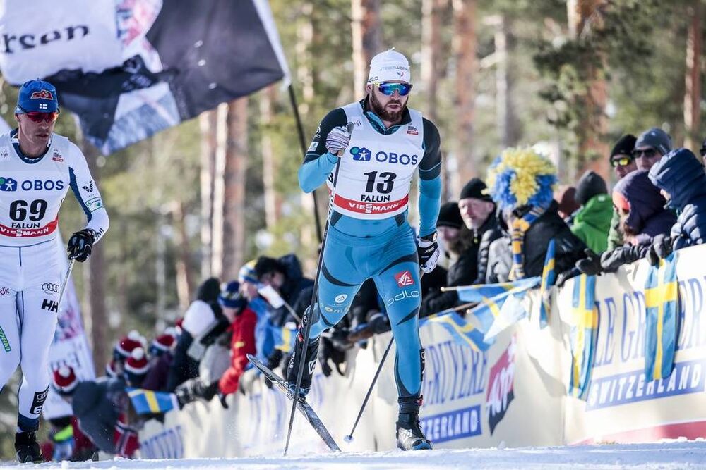 17.03.2018, Falun Sweden (SWE):Baptiste Gros (FRA) - FIS world cup cross-country, mass men, Falun (SWE). www.nordicfocus.com. © Modica/NordicFocus. Every downloaded picture is fee-liable.