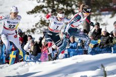 NordicFocus 16.03.2018, Falun Sweden (SWE):Ida Ingemarsdotter (SWE), Tiril Udnes Weng (NOR), Jessica Diggins (USA), (l-r) - FIS world cup cross-country, individual sprint, Falun (SWE). www.nordicfocus.com. © Modica/NordicFocus. Every downloaded picture is fee-liab