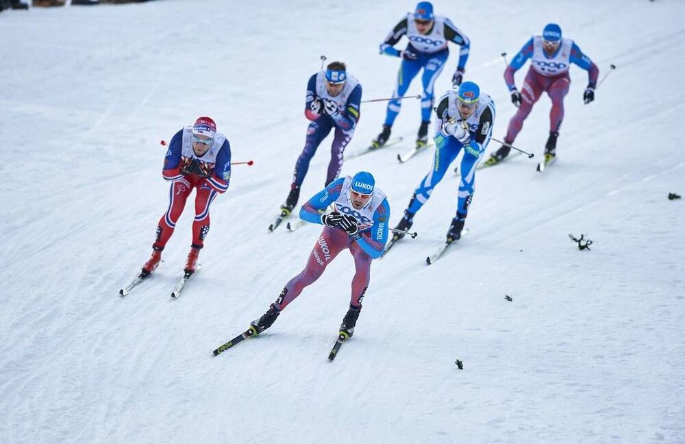 27.11.2015, Ruka, Finland (FIN): Eirik Brandsdal (NOR), Sergey Ustiugov (RUS), (l-r)  - FIS world cup cross-country, individual sprint, Ruka (FIN). www.nordicfocus.com. © Felgenhauer/NordicFocus. Every downloaded picture is fee-liable.